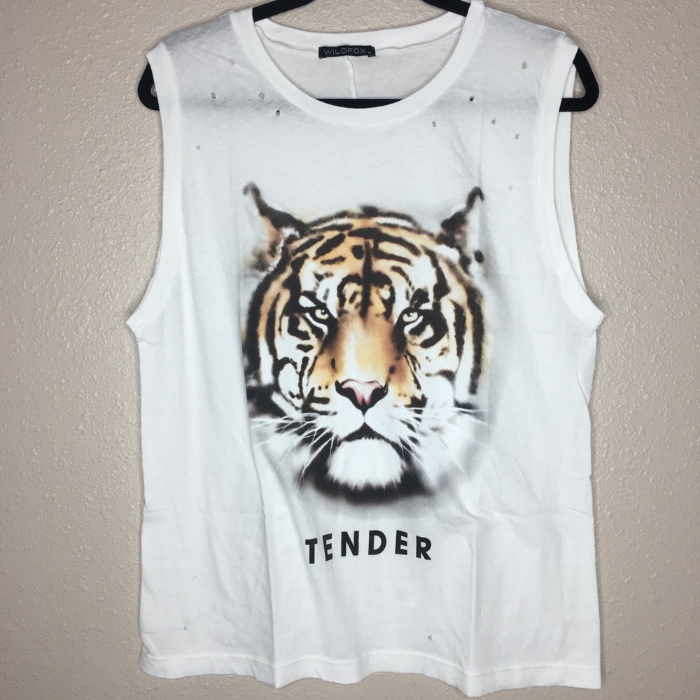 WILDFOX Distressed Tiger Tee